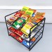 FixtureDisplays® Stackable Can Rack Organizer, Stackable Potato Chip Bag Storage Dispenser for Kitchen Cabinet or Pantry, Black 17.35
